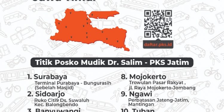 Posko Mudik Idul Fitri 2022 Partai Keadilan Sejahtera PKS di Jawa Timur